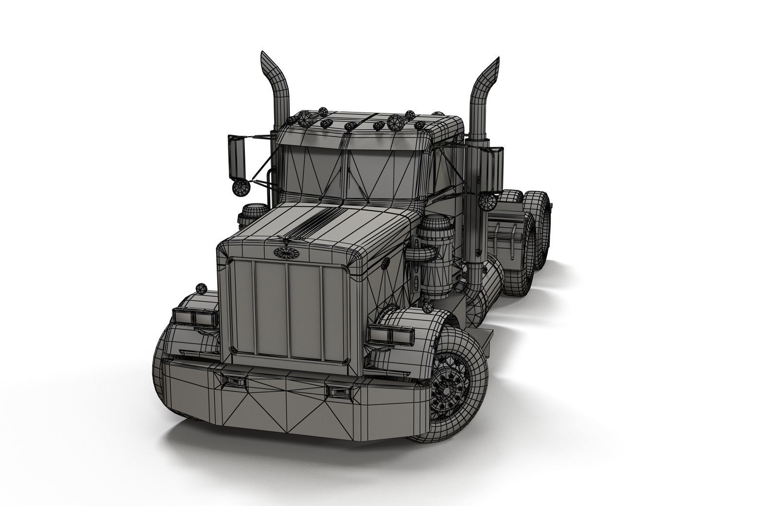 Peterbilt 359 fuel trailer Low-poly 3D model_36