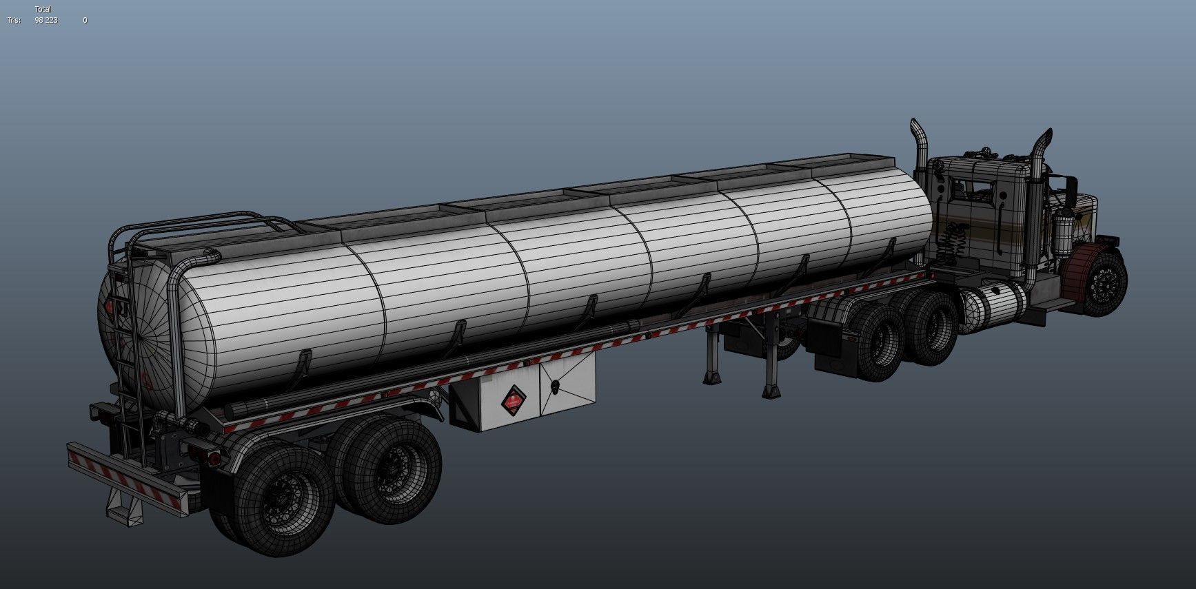 Peterbilt 359 fuel trailer Low-poly 3D model_65