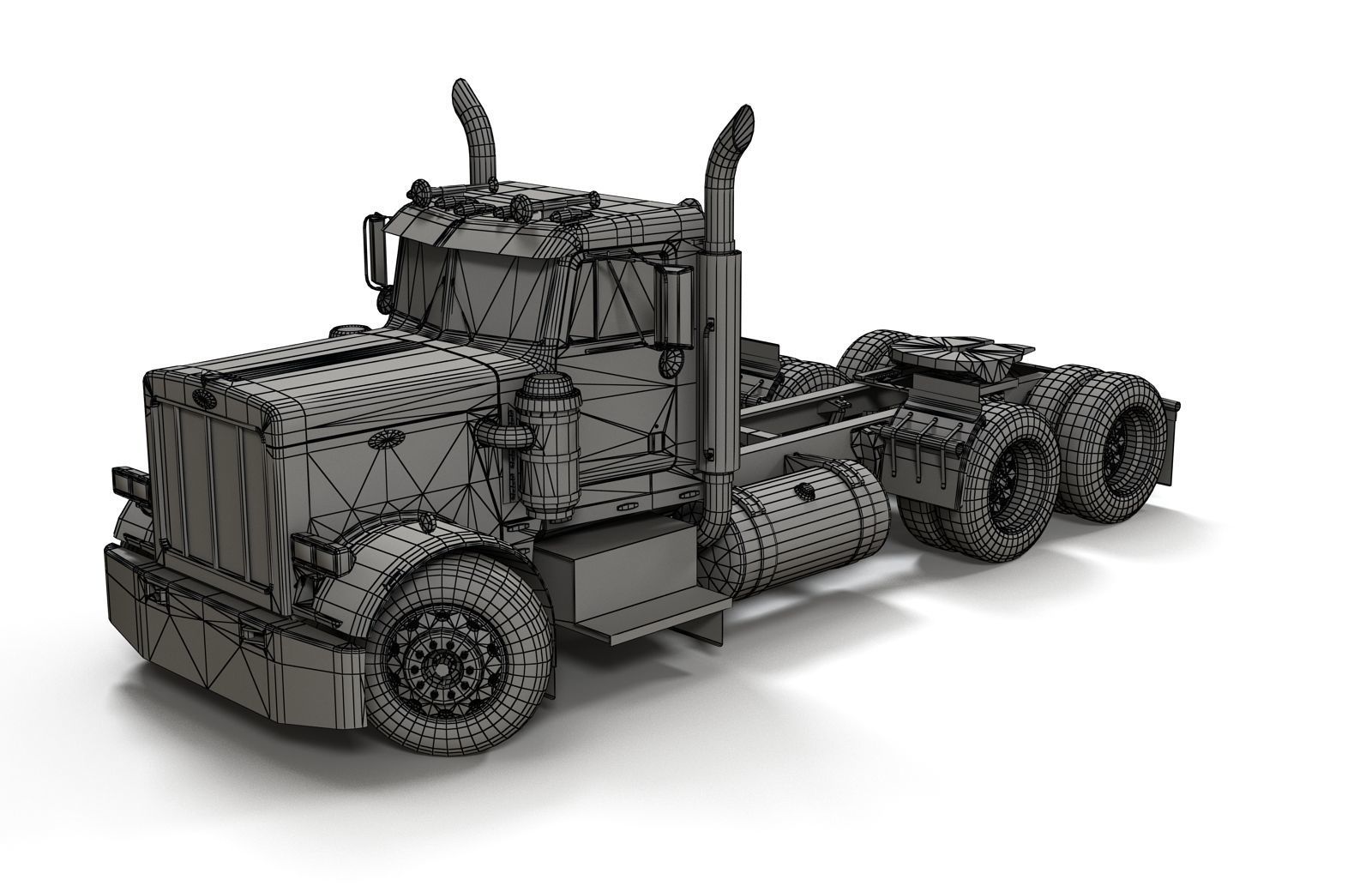 Peterbilt 359 fuel trailer Low-poly 3D model_34