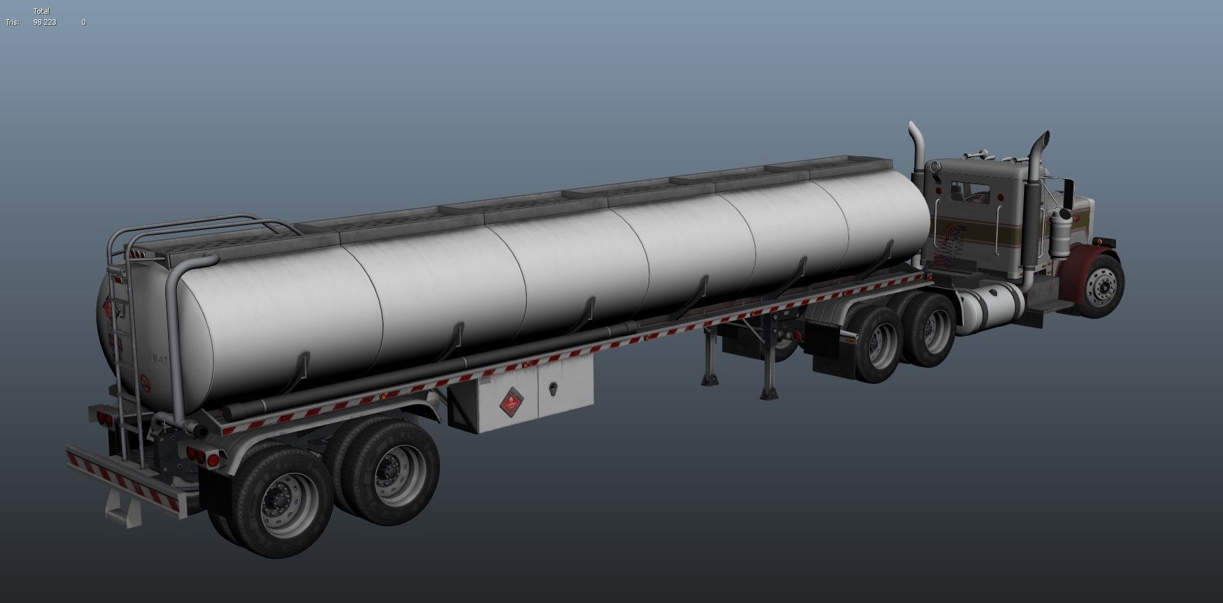 Peterbilt 359 fuel trailer Low-poly 3D model_62
