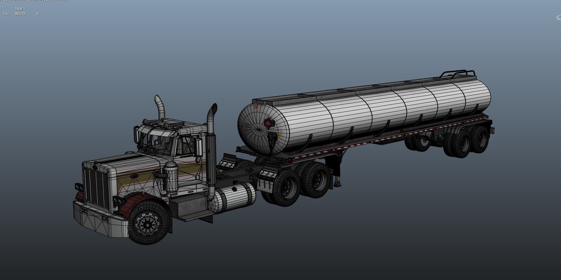Peterbilt 359 fuel trailer Low-poly 3D model_63