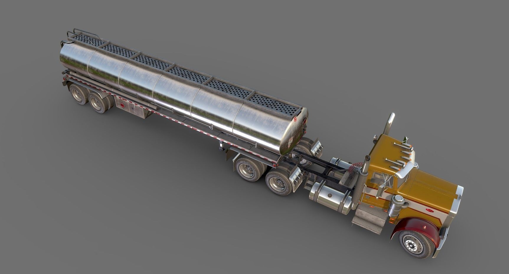 Peterbilt 359 fuel trailer Low-poly 3D model_43
