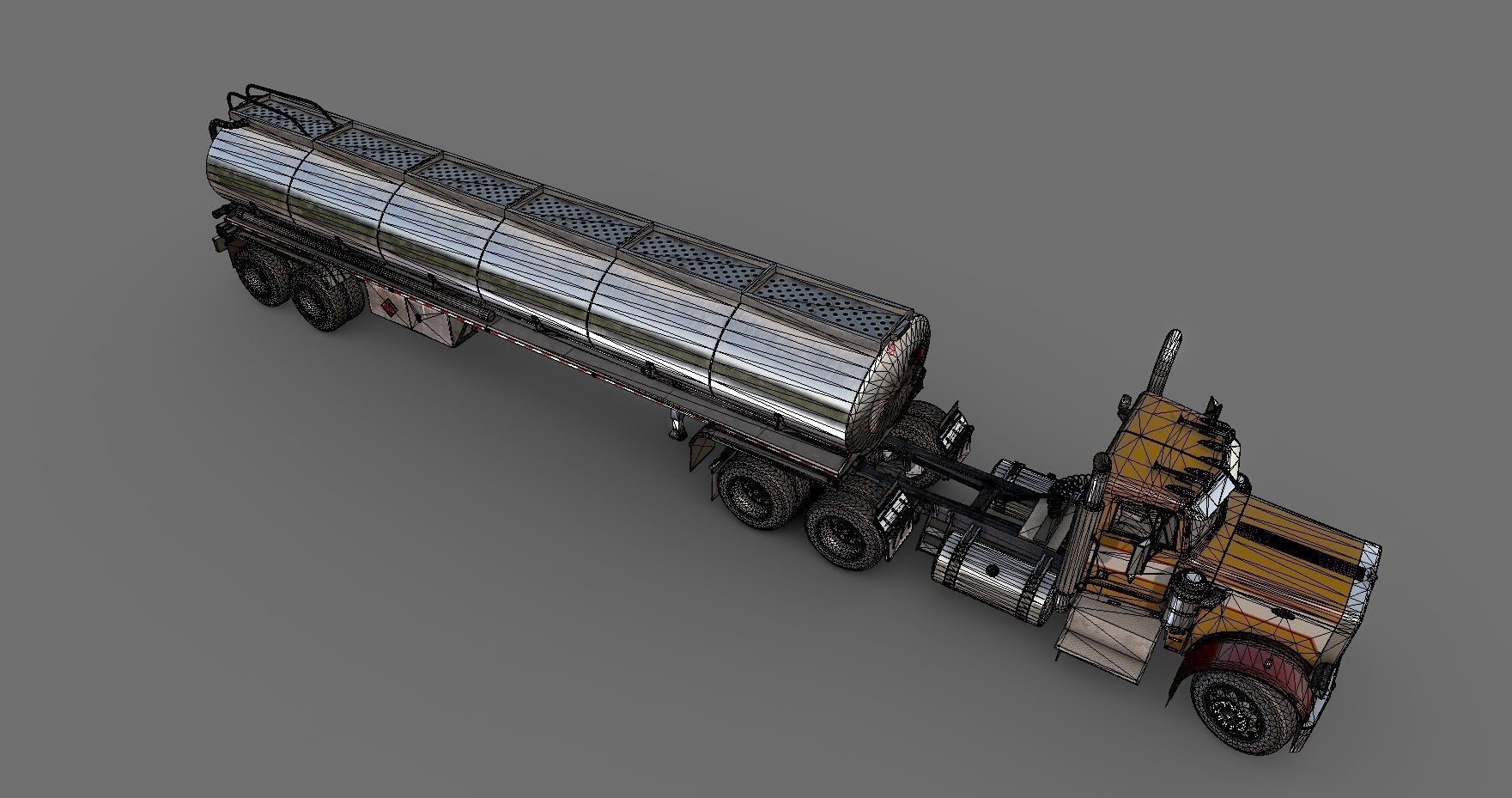 Peterbilt 359 fuel trailer Low-poly 3D model_44