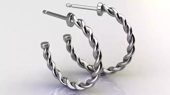 Cable Hoop Earrings 20 mm