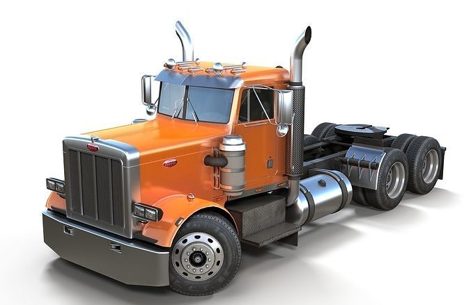 Peterbilt 359 day cab semitruck Low-poly 3D model
