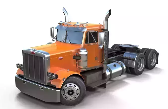 Peterbilt 359 day cab semitruck Low-poly 3D model