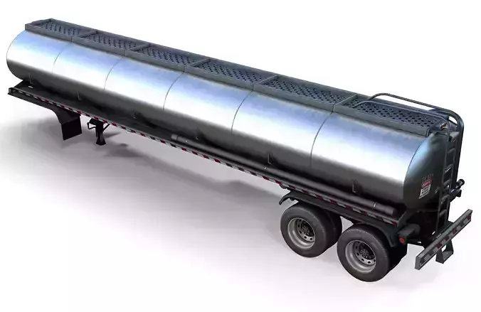 Fuel tanker trailer Low-poly 3D model