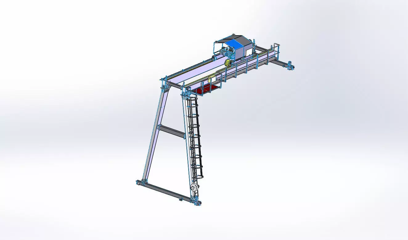 10t semi gantry crane 3D model_0
