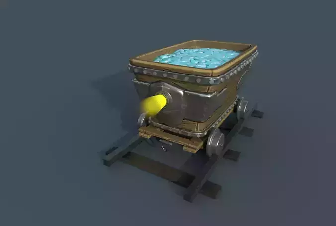 Stylized Mine cart  Low-poly 3D model