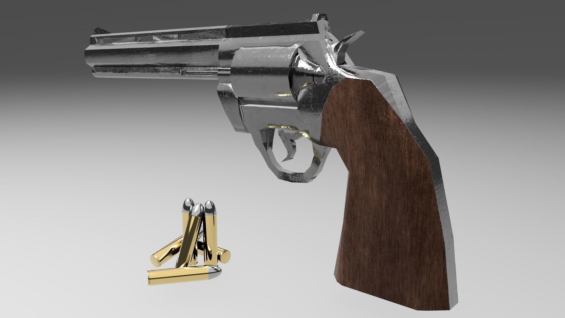 Old Revolver Low-poly 3D model_43