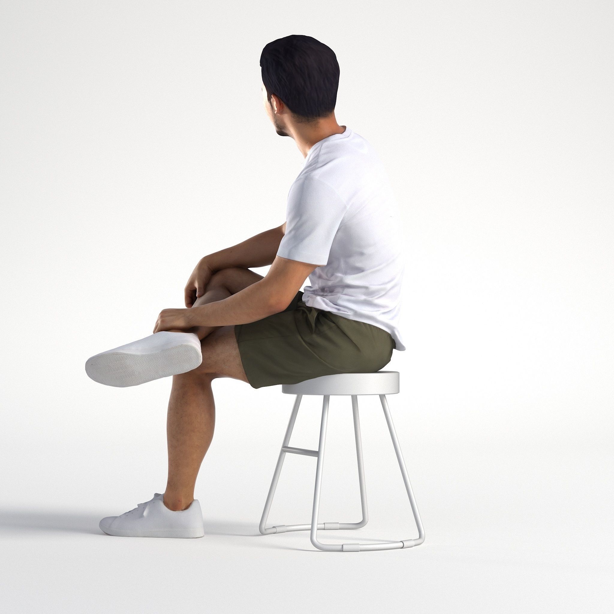 Man Casual Outfit Sitting Low poly Rizzy 1360 3D model_5