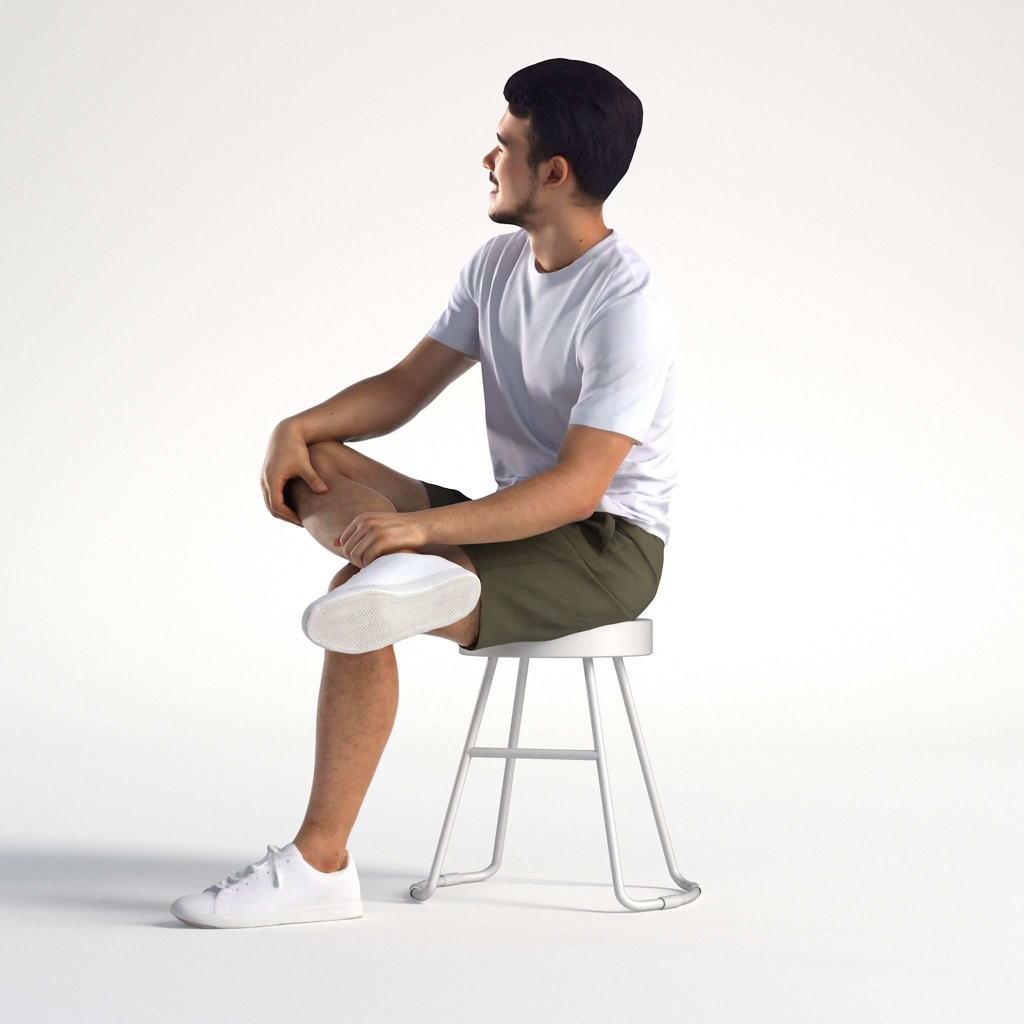 Man Casual Outfit Sitting Low poly Rizzy 1360 3D model_6