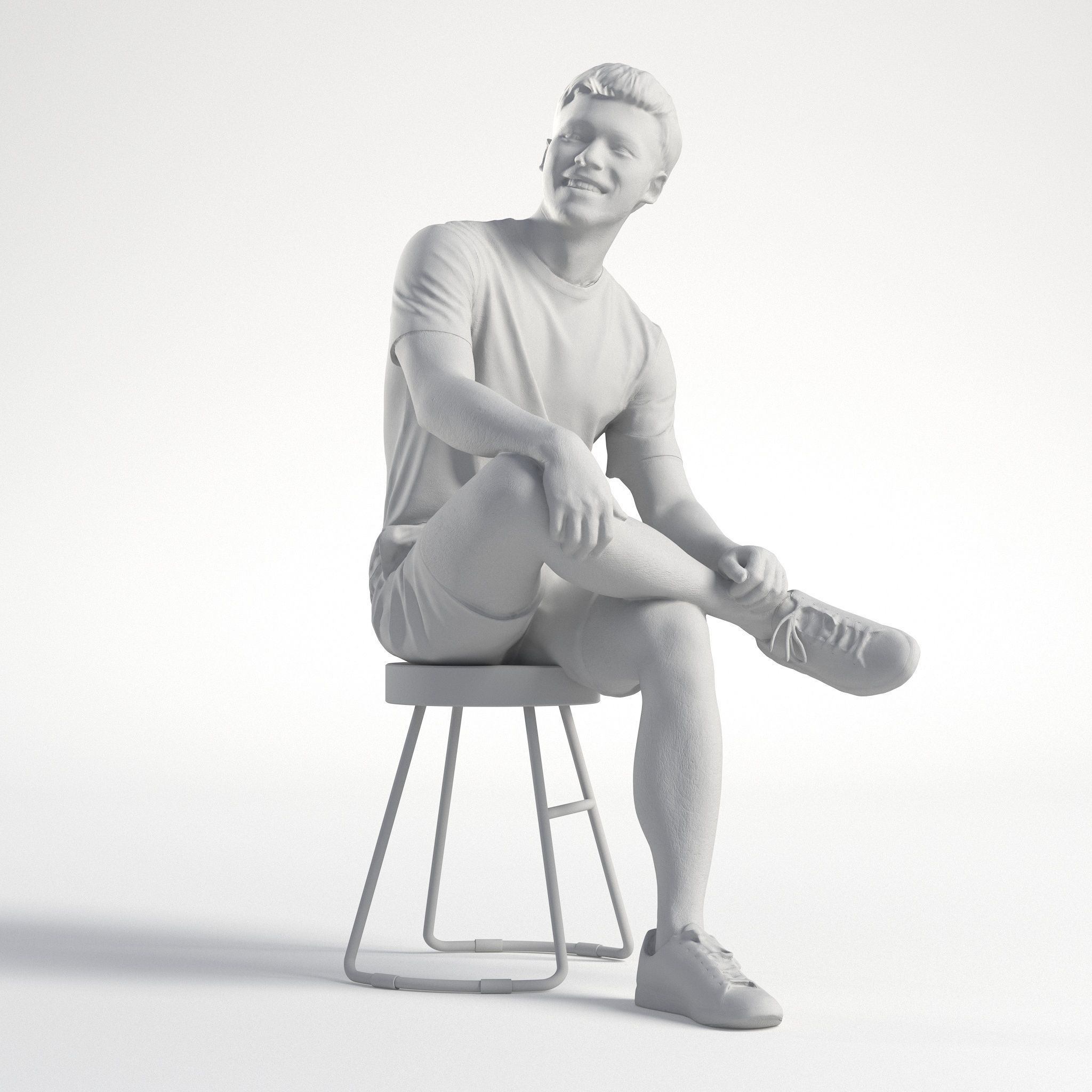 Man Casual Outfit Sitting Low poly Rizzy 1360 3D model_8