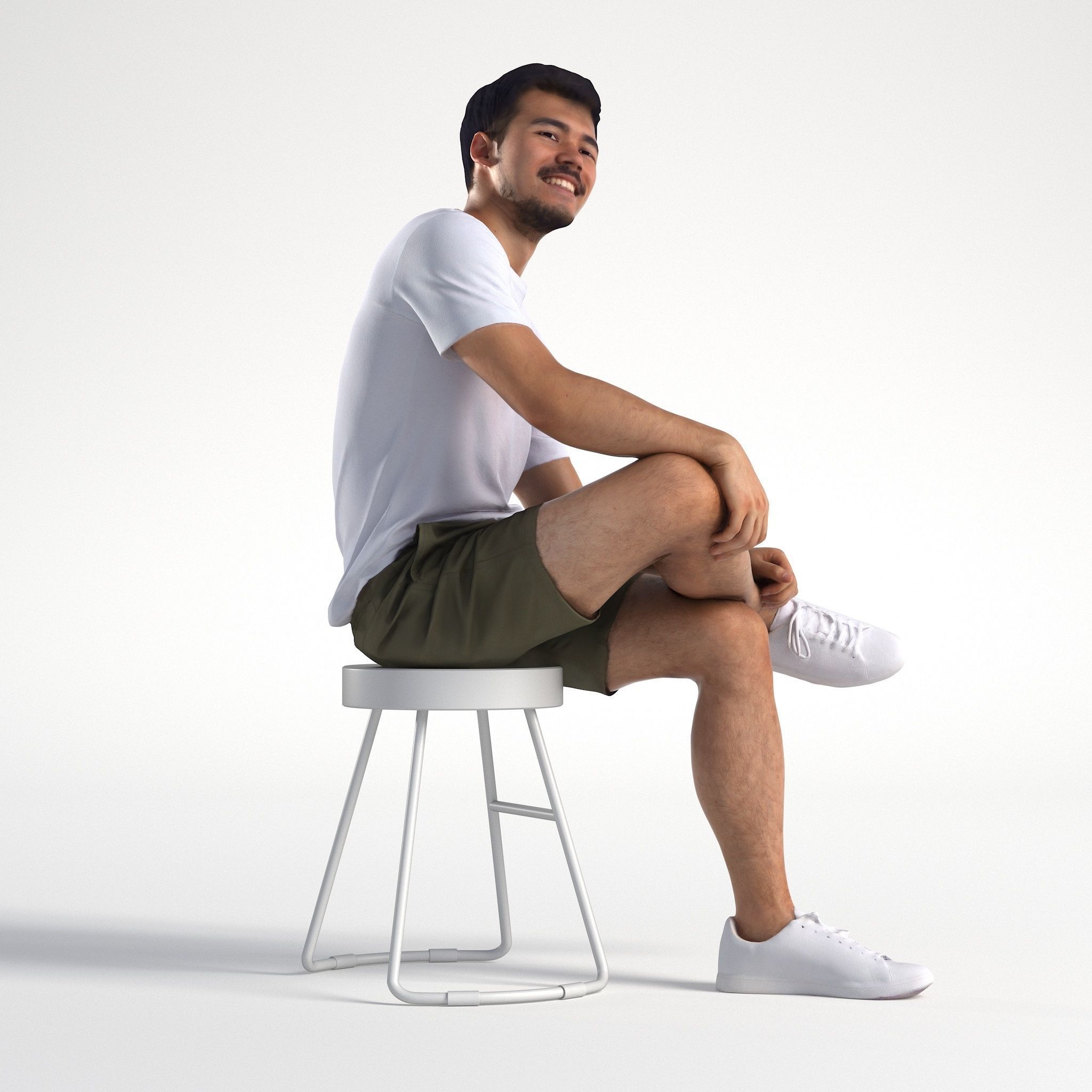 Man Casual Outfit Sitting Low poly Rizzy 1360 3D model_1