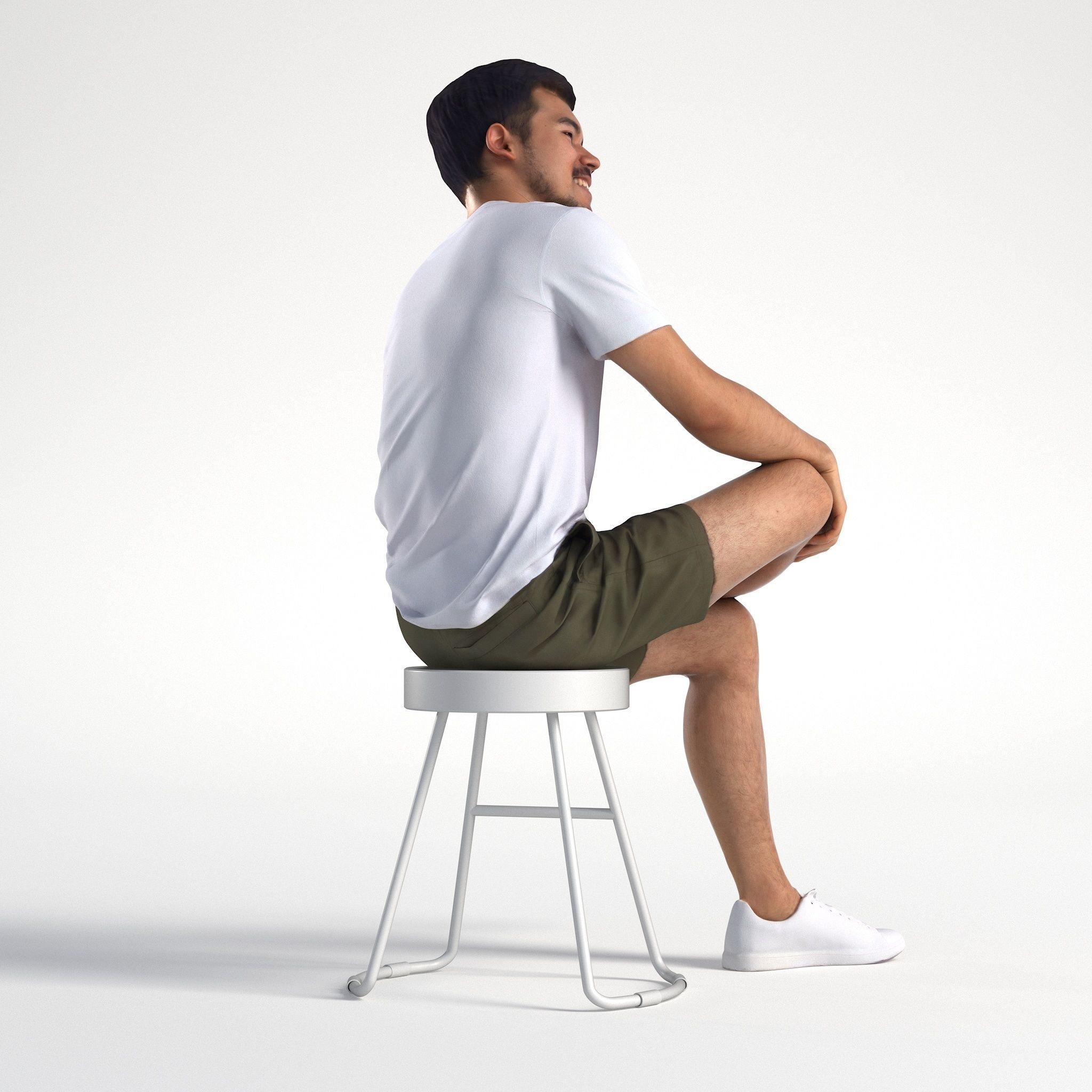 Man Casual Outfit Sitting Low poly Rizzy 1360 3D model_2