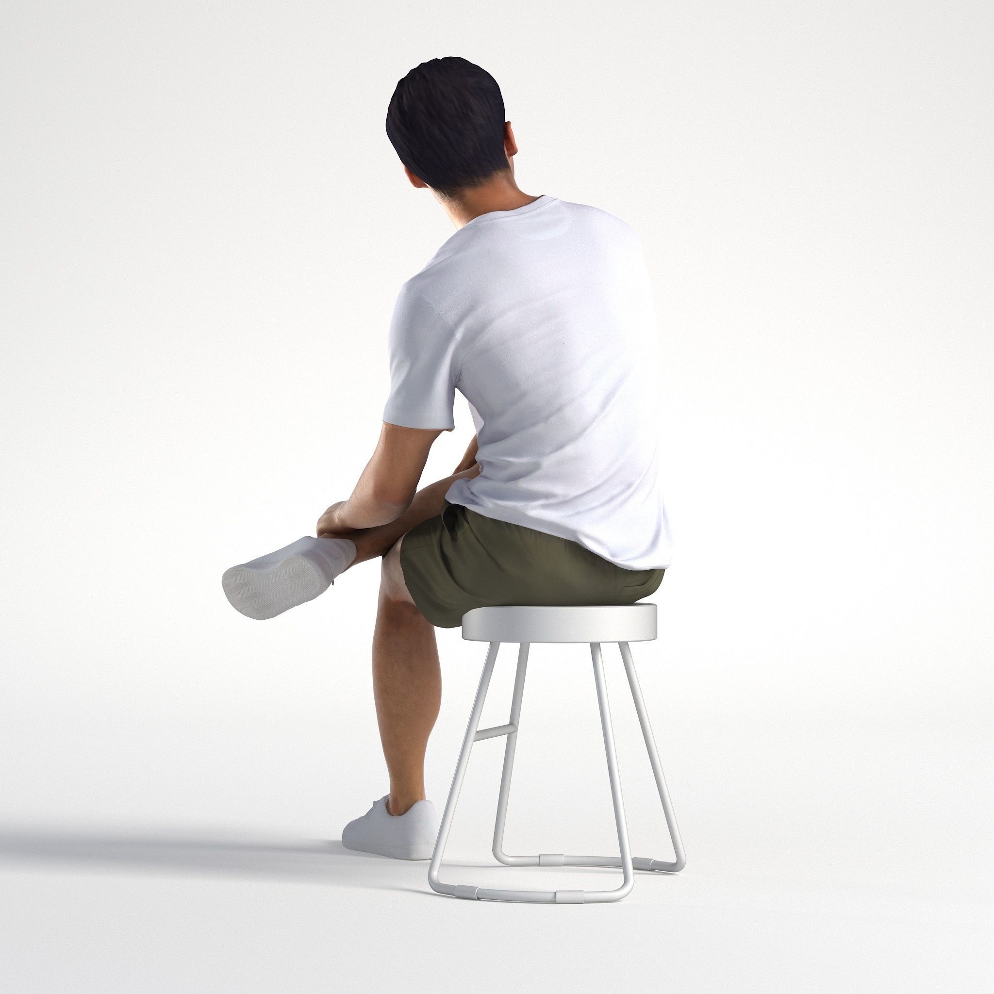 Man Casual Outfit Sitting Low poly Rizzy 1360 3D model_4