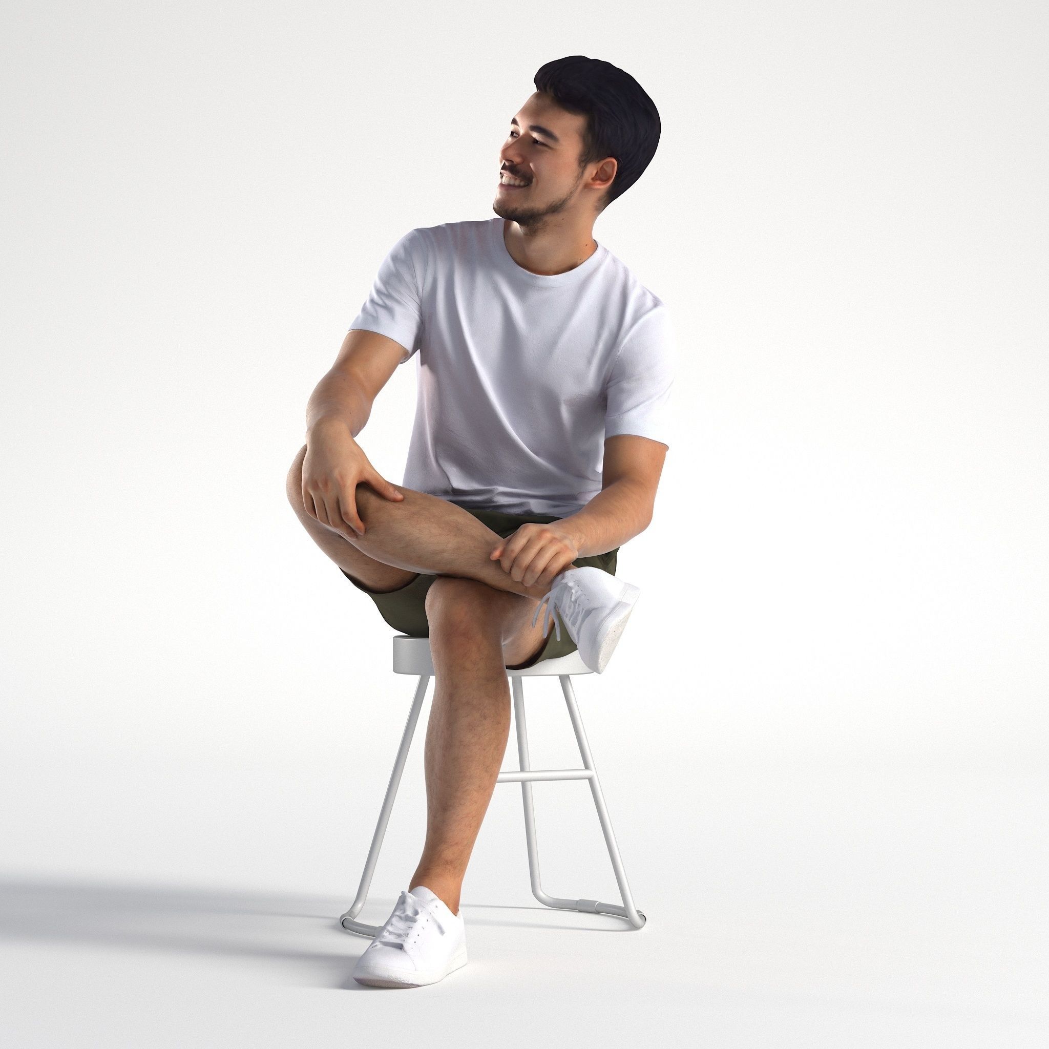 Man Casual Outfit Sitting Low poly Rizzy 1360 3D model_7