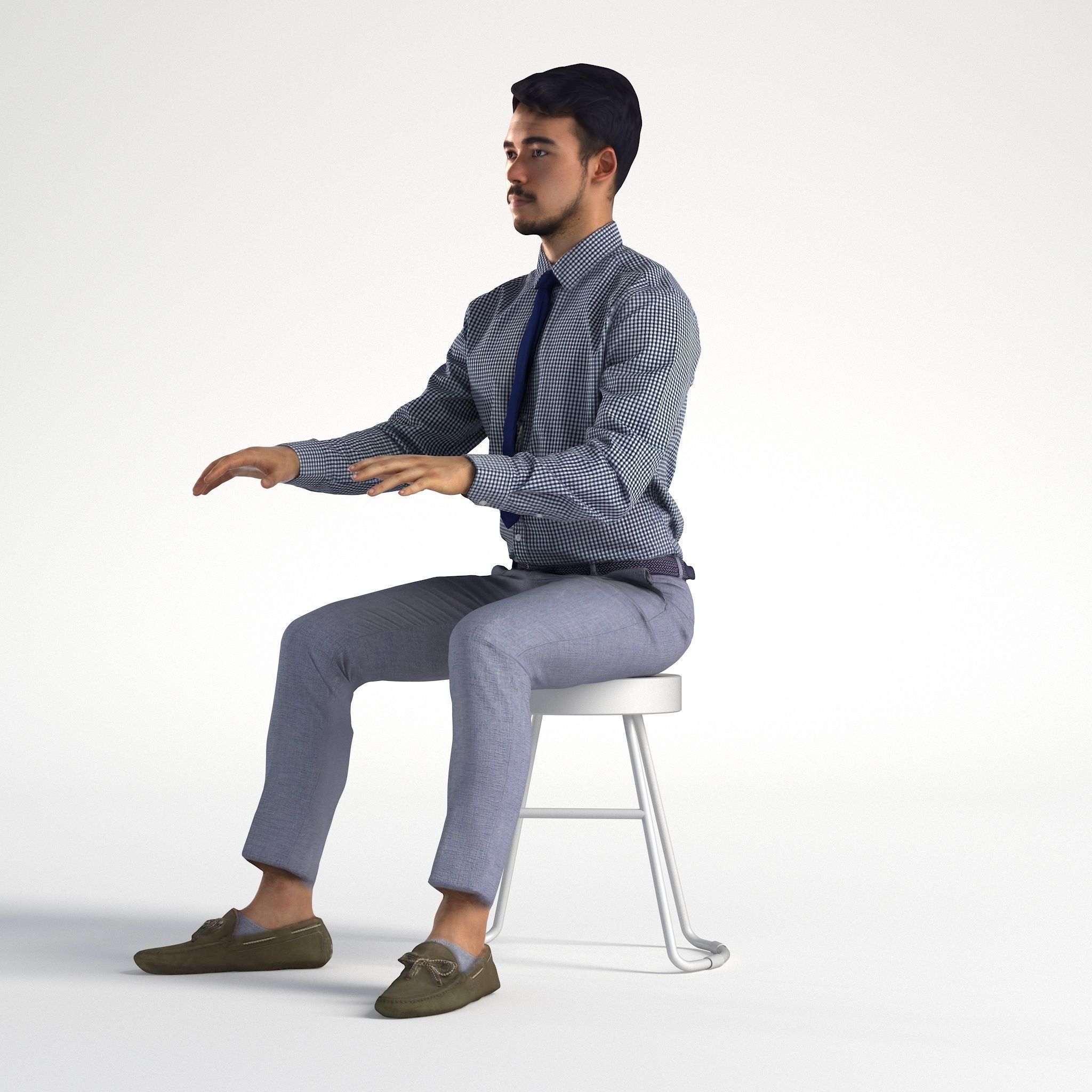 Man Business Office Sitting Low poly Rizzy 1374 3D model_6