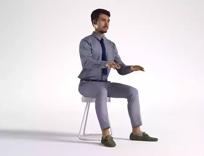 Man Business Office Sitting Low poly Rizzy 1374
