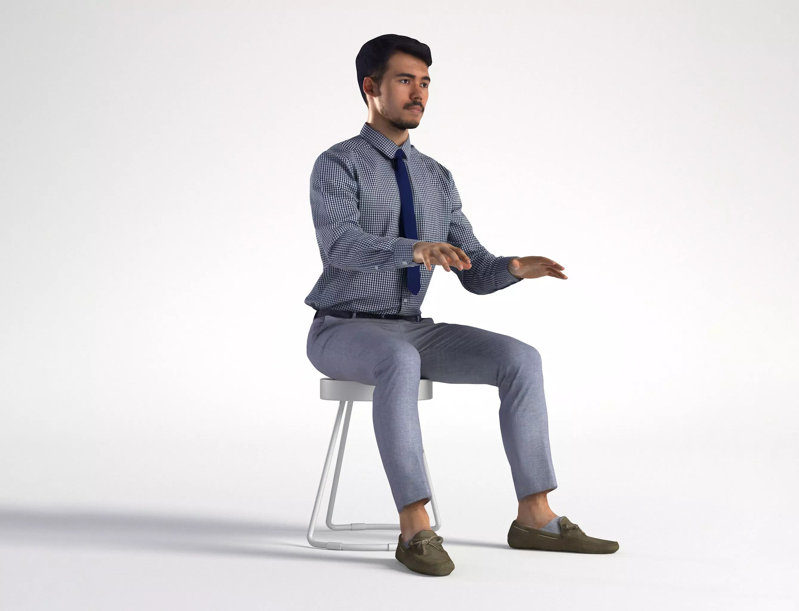 Man Business Office Sitting Low poly Rizzy 1374 3D model_0