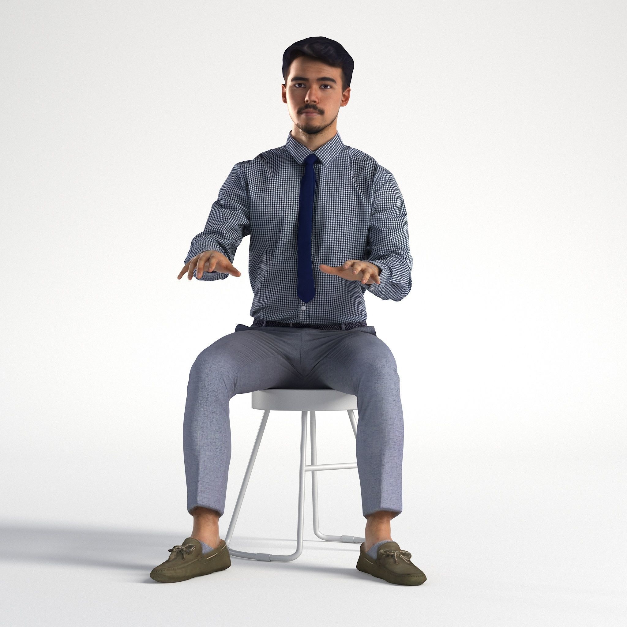 Man Business Office Sitting Low poly Rizzy 1374 3D model_7