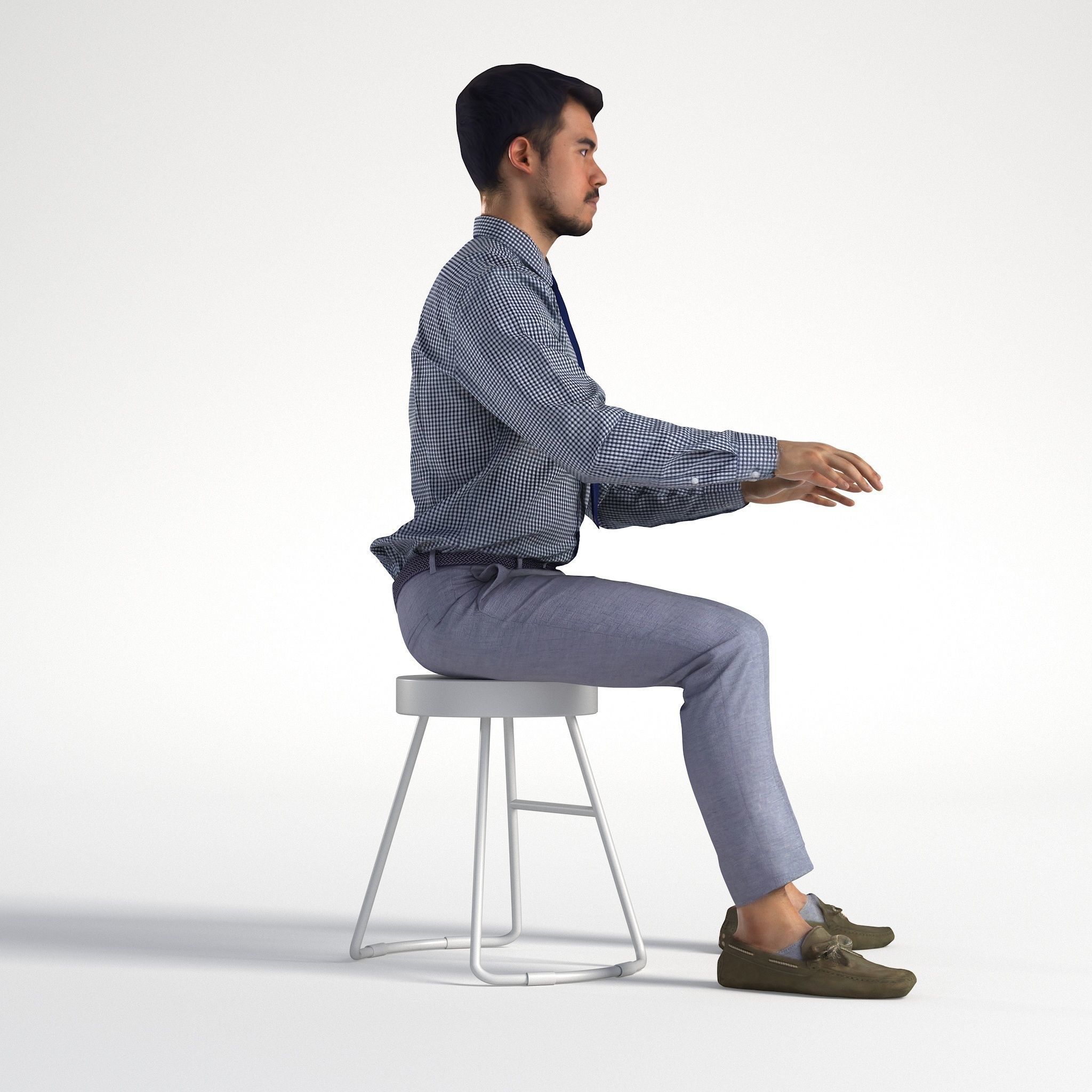 Man Business Office Sitting Low poly Rizzy 1374 3D model_1