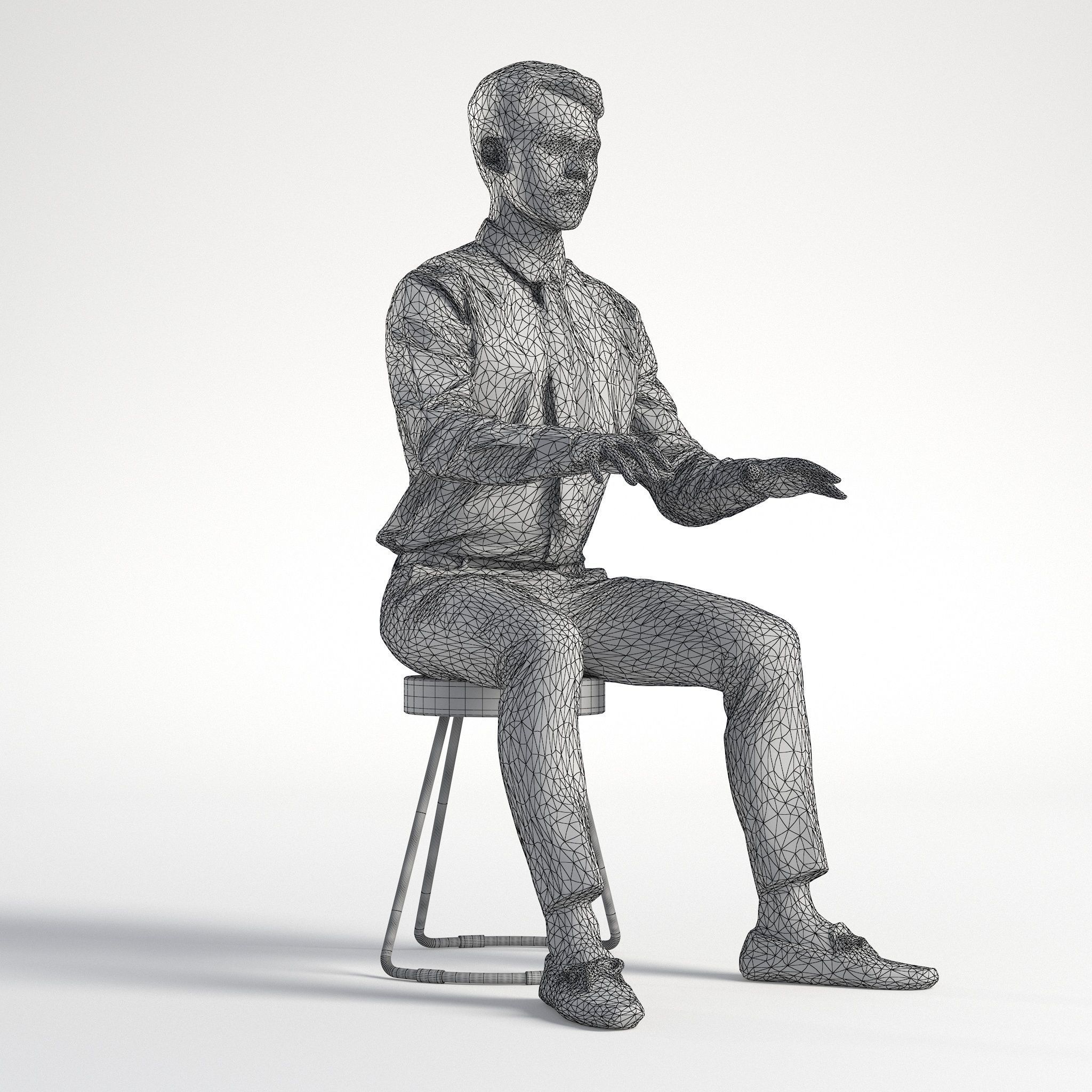 Man Business Office Sitting Low poly Rizzy 1374 3D model_9