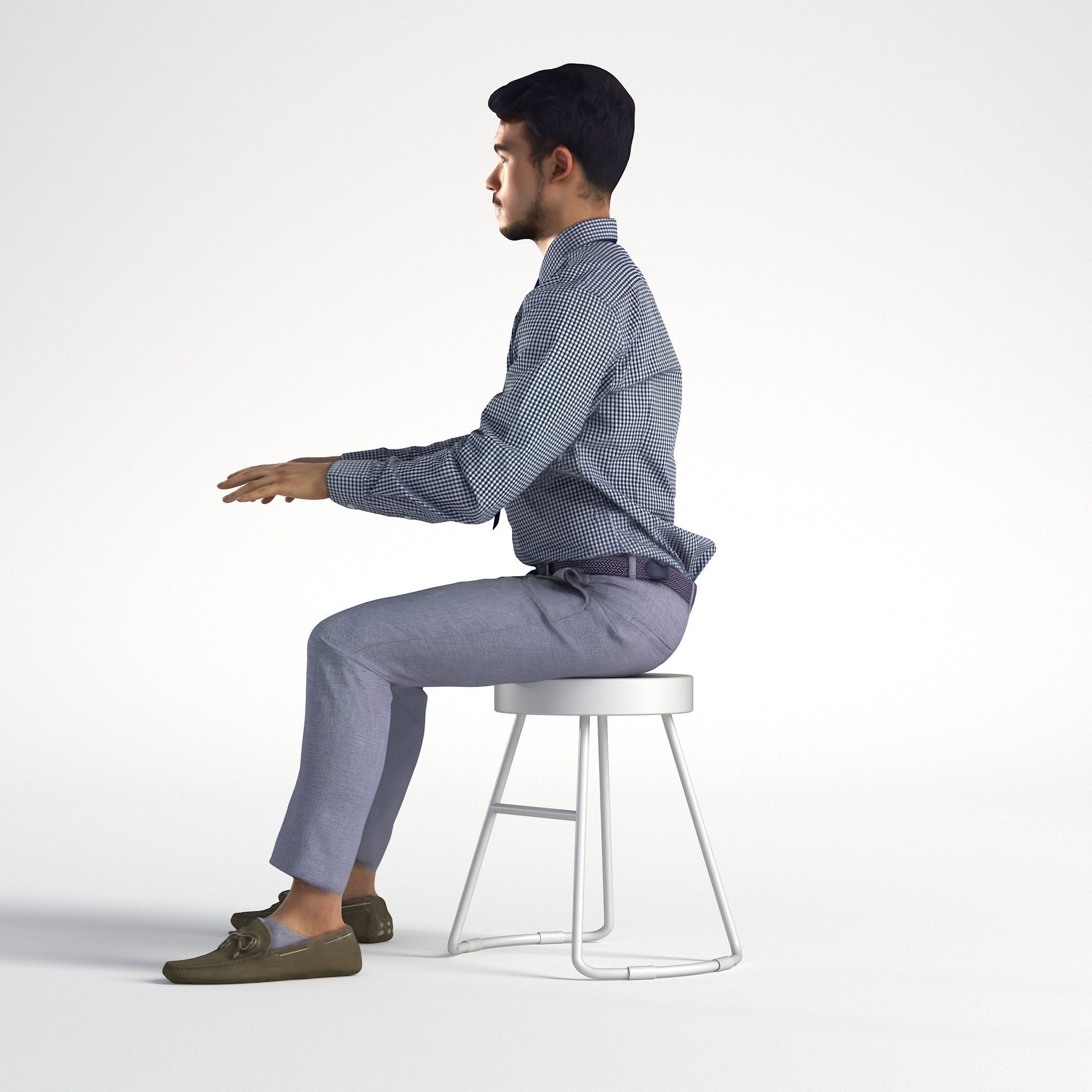 Man Business Office Sitting Low poly Rizzy 1374 3D model_5