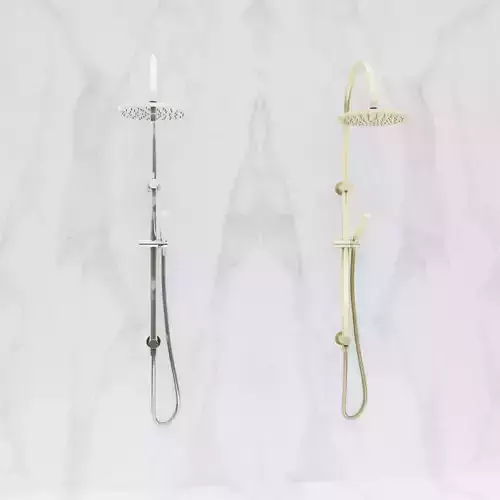 Shower head on marble wall