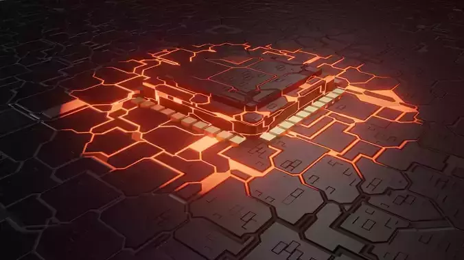 processor computer chip with flames