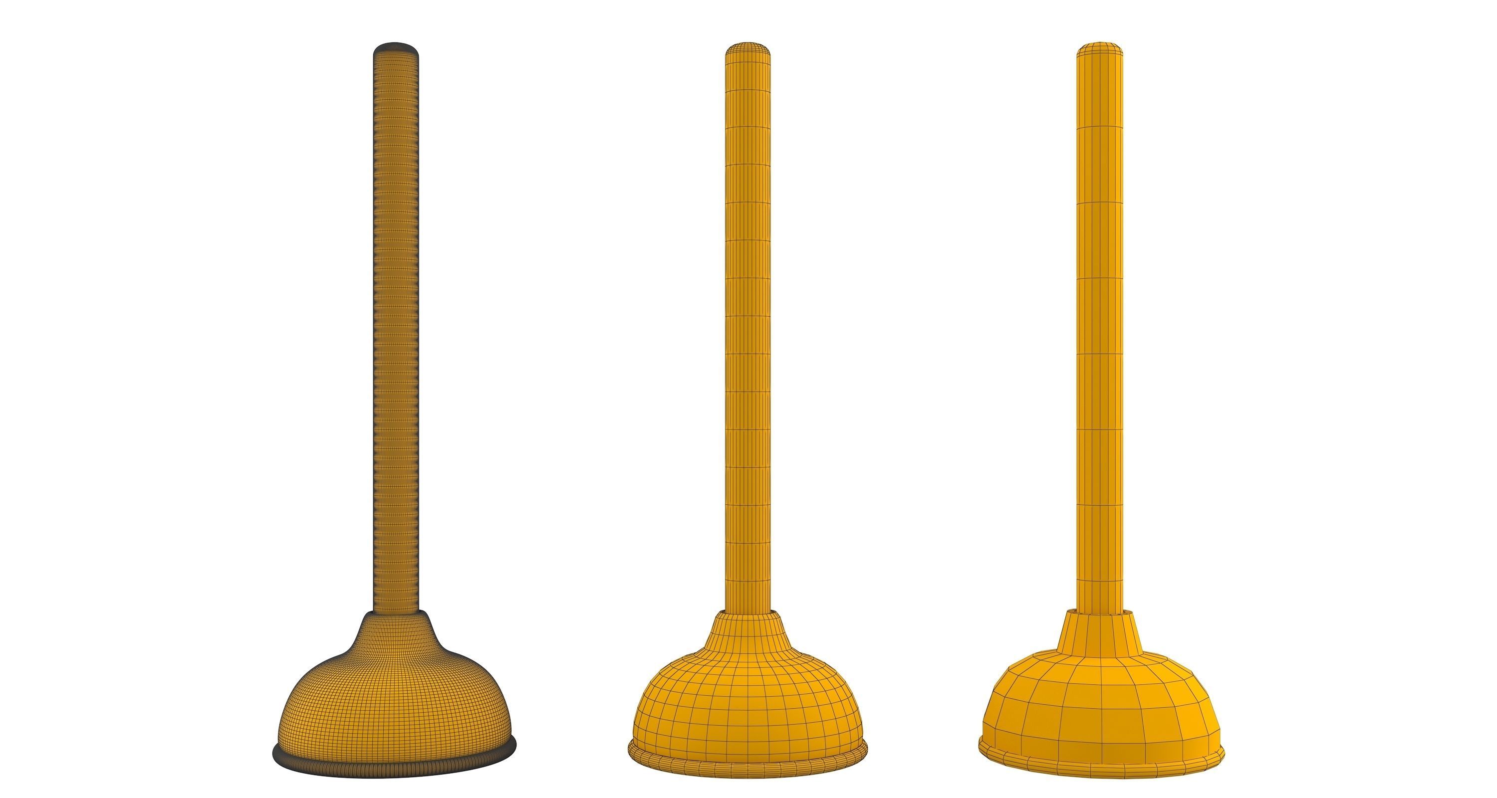 Plunger two wooden spoons 3D model_6