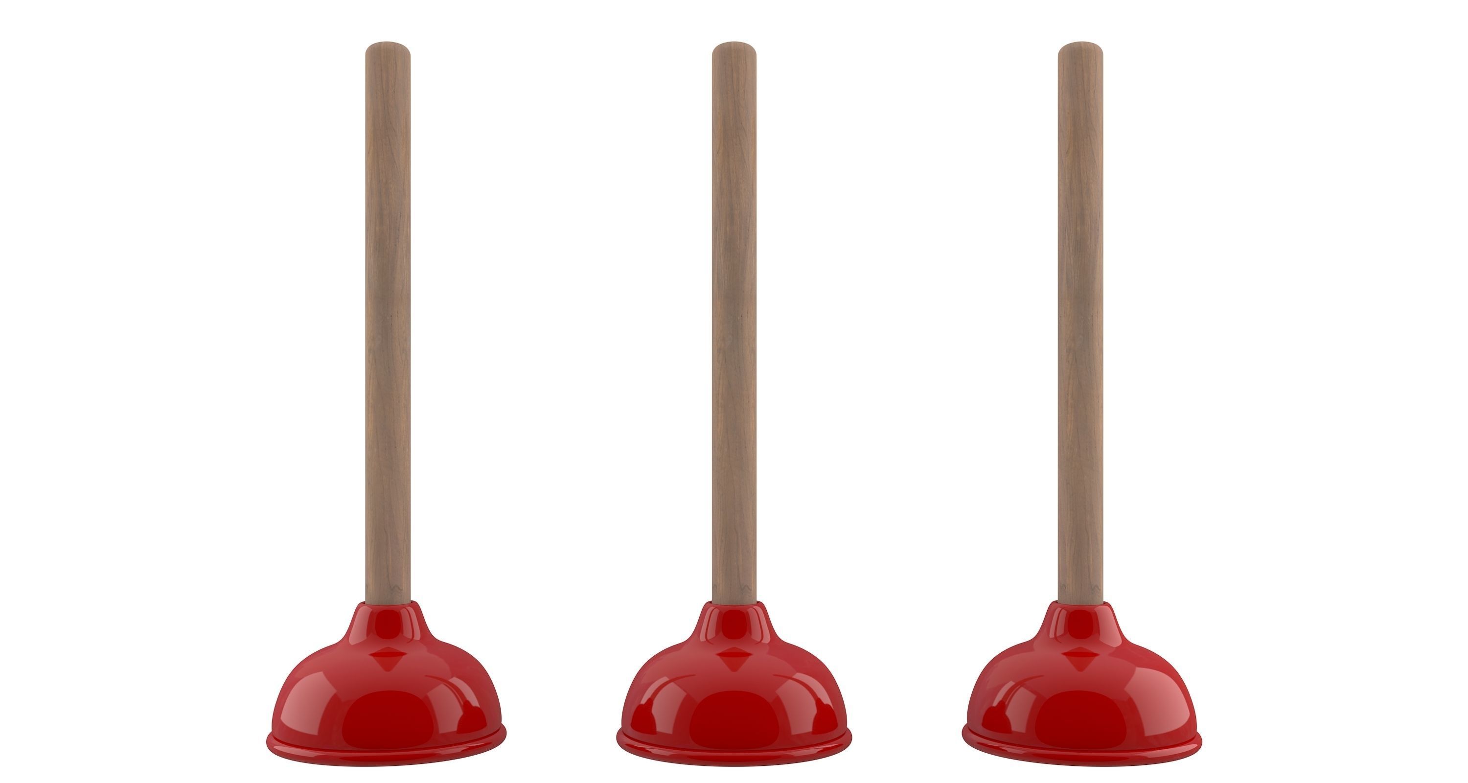 Plunger two wooden spoons 3D model_4