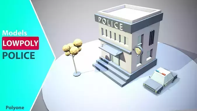 Police Station - Low Poly Assets Low-poly 3D model