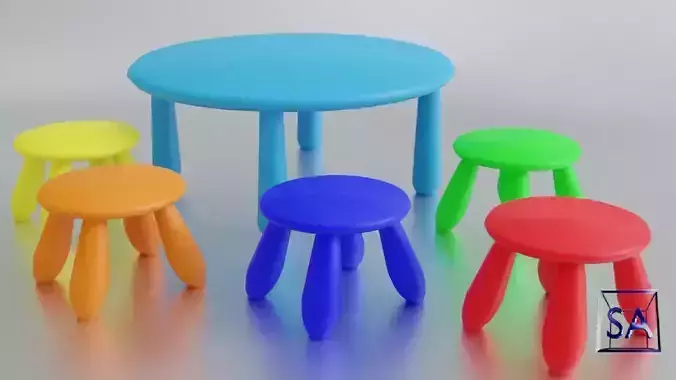 Round Table and Stools for Children