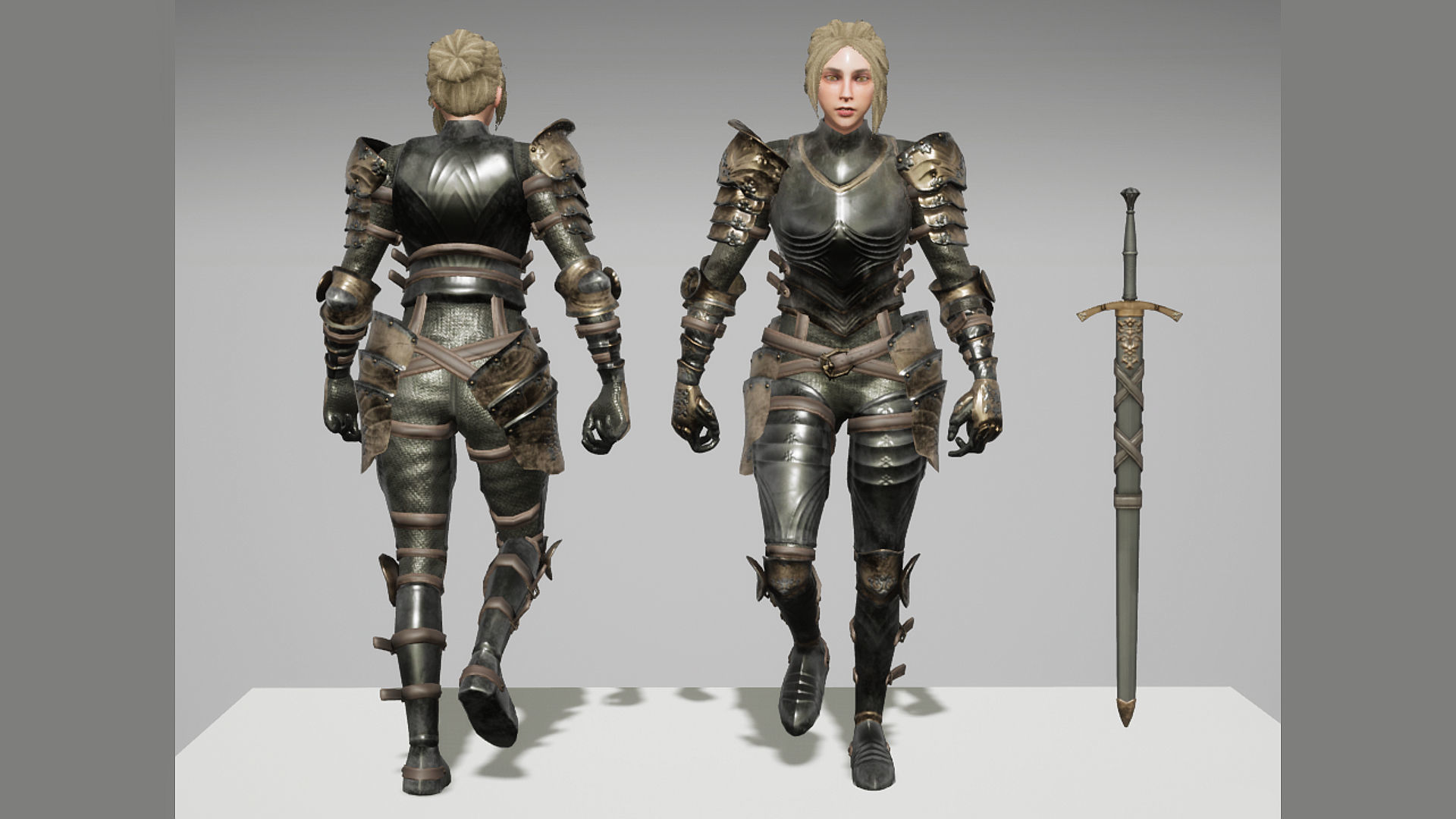 Female Knight Character Low-poly 3D model_7