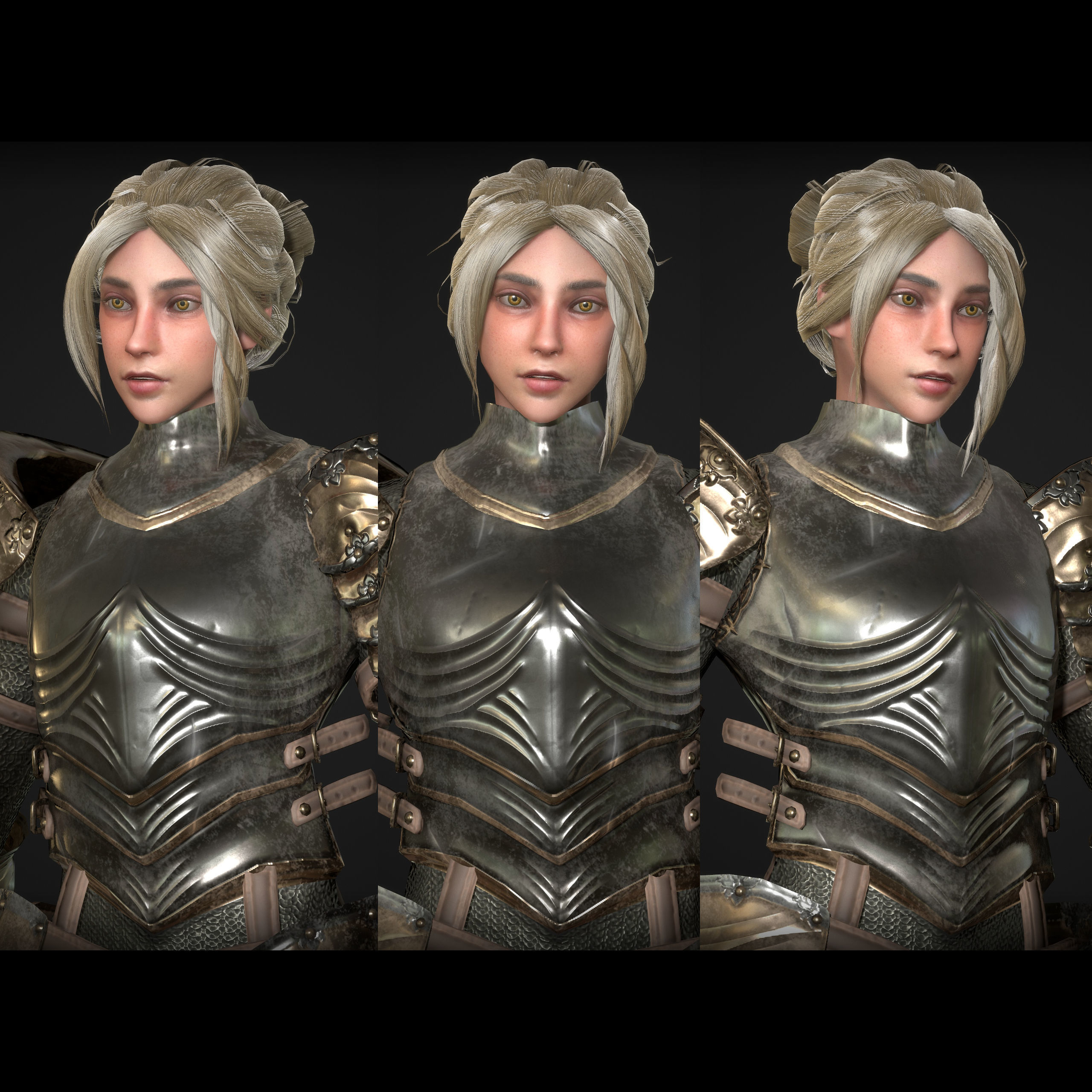 Female Knight Character Low-poly 3D model_3