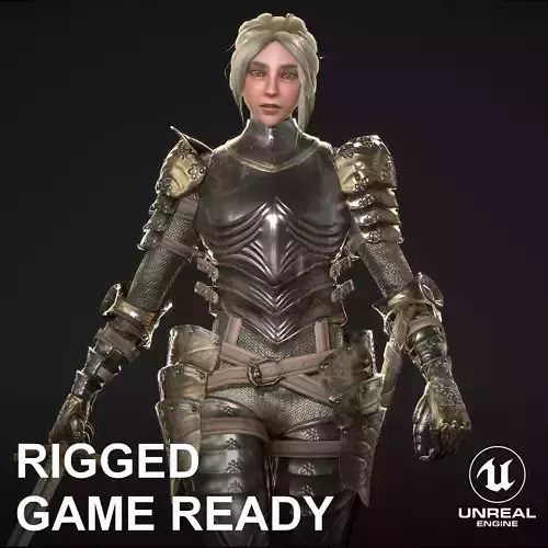 Female Knight Character Low-poly 3D model