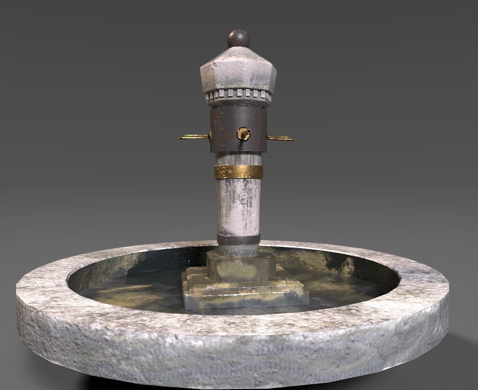Stone Fountain  Low-poly 3D model_11