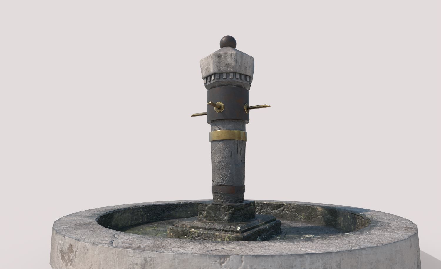 Stone Fountain  Low-poly 3D model_1