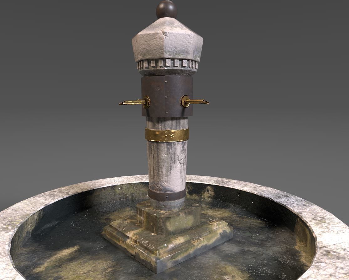 Stone Fountain  Low-poly 3D model_17
