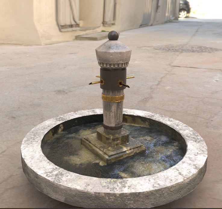 Stone Fountain  Low-poly 3D model_5