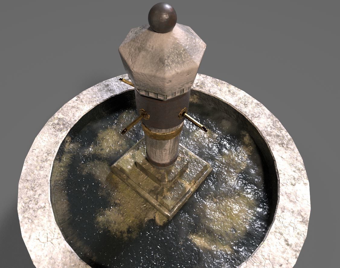 Stone Fountain  Low-poly 3D model_16