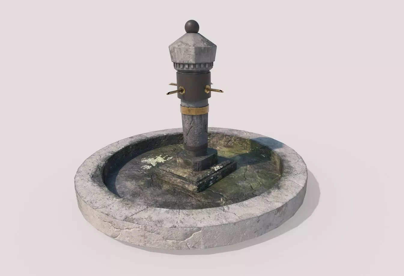 Stone Fountain  Low-poly 3D model_0