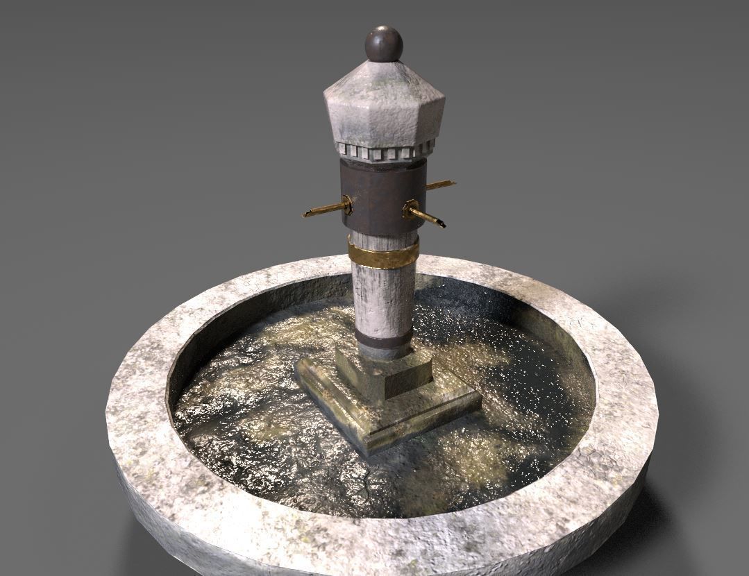 Stone Fountain  Low-poly 3D model_13