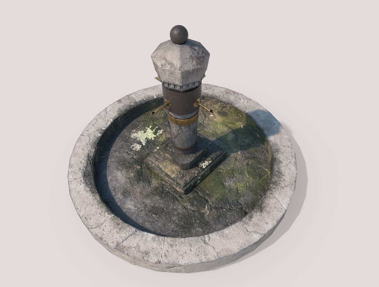 Stone Fountain  Low-poly 3D model_2