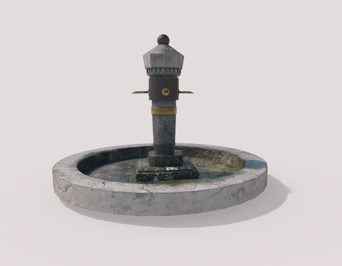 Stone Fountain  Low-poly 3D model_4