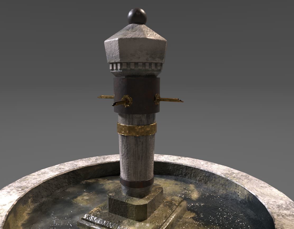 Stone Fountain  Low-poly 3D model_15