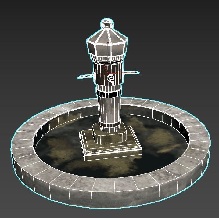 Stone Fountain  Low-poly 3D model_21