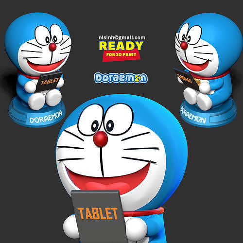 Doraemon with tablet 3D print model