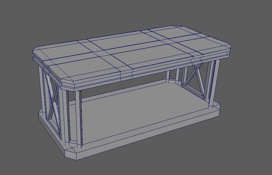 Cocktail Table Wood Low-poly 3D model_2